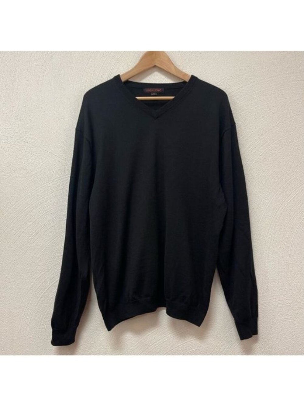 Linea Uomo Men’s Wool Blend Black V-Neck Sweater Sz XL